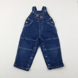 '53' Appliqued Mid Blue Denim Dungarees - Boys 12-18 Months