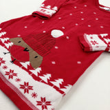 Robin & Snowflakes Red Knitted Dress - Girls 18-24 Months