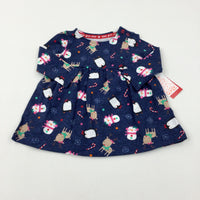 **NEW** Snowmen & Penguins Navy Dress - Girls 3-6 Months