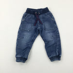 Mid Blue Lined Denim Jeans - Boys 12-18 Months