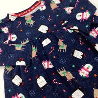 **NEW** Snowmen & Penguins Navy Dress - Girls 3-6 Months