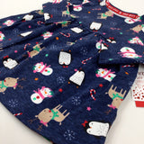 **NEW** Snowmen & Penguins Navy Dress - Girls 3-6 Months