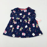 **NEW** Reindeer & Candy Canes Blue Dress - Girls 3-6 Months