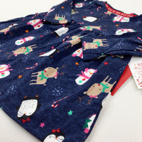 **NEW** Reindeer & Candy Canes Blue Dress - Girls 3-6 Months