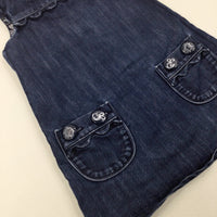 Frill Dark Blue Denim Dress - Girls 12-18 Months