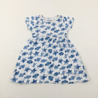 Fish Light Blue & White Jersey Dress - Girls 12-18 Months