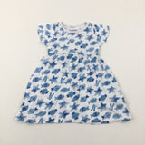 Fish Light Blue & White Jersey Dress - Girls 12-18 Months