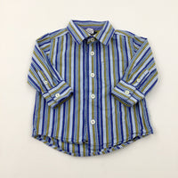 Blue & Green Striped Long Sleeve Shirt - Boys 12-18 Months