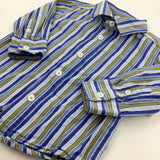 Blue & Green Striped Long Sleeve Shirt - Boys 12-18 Months