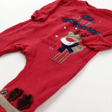 'My 1st Christmas' Reindeer Appliqued Red Babygrow - Boys/Girls - Newborn