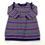 Colourful Striped Navy Knitted Dress - Girls 12-18 Months