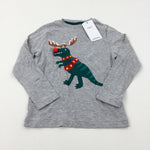 **NEW** Festive Dinosaur Pom Pom Grey Long Sleeve Top - Boys 5-6 Years