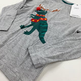 **NEW** Festive Dinosaur Pom Pom Grey Long Sleeve Top - Boys 5-6 Years