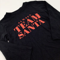 'Always Team Santa' Glittery Black Long Sleeve Top - Girls 2-3 Years