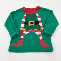 Christmas Elf Green & Red Long Sleeve Top - Boys 18-24 Months