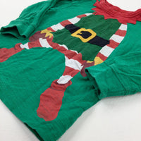 Christmas Elf Green & Red Long Sleeve Top - Boys 18-24 Months