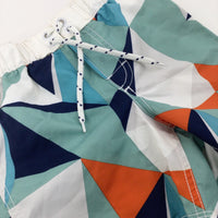 Patterned Orange & Navy Swim Shorts - Boys 18-24 Months