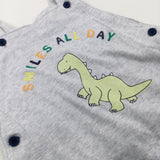 'Smiles All Day' Dinosaur Light Grey Short Dungarees - Boys 18-24 Months