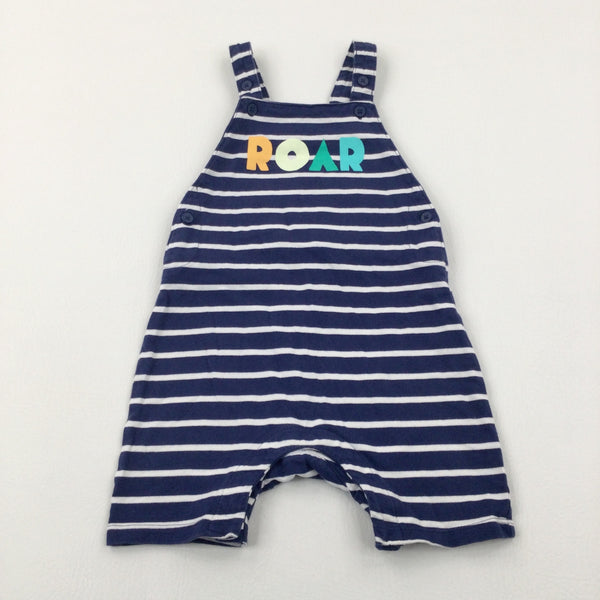 Roar' Navy Striped Short Jersey Dungarees - Boys 18-24 Months