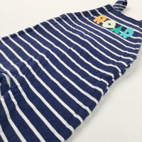 Roar' Navy Striped Short Jersey Dungarees - Boys 18-24 Months