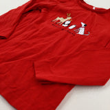 'Merry Kindmas' Animals Glittery Red Long Sleeve Top - Girls 2-3 Years