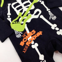 'My Bones Are Rocking' Skeleton Black Romper & Jersey Hat Set - Boys - Newborn