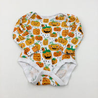 Pumpkins Orange & White Long Sleeve Bodysuit - Boys/Girls 9-12 Months