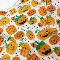 Pumpkins Orange & White Long Sleeve Bodysuit - Boys/Girls 9-12 Months