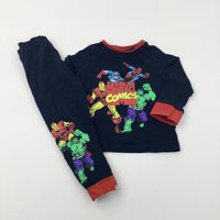 'Marvel Comics' Superheroes Black Pyjamas - Boys 2-3 Years