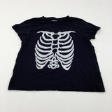 Skeleton Glittery Black T-Shirt - Boys/Girls 14-16 Years