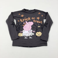 'Trick Or Treat' Peppa Pig Glittery Charcoal Grey Long Sleeve Top - Girls 6-7 Years