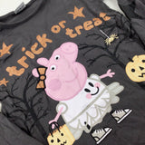 'Trick Or Treat' Peppa Pig Glittery Charcoal Grey Long Sleeve Top - Girls 6-7 Years