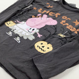 'Trick Or Treat' Peppa Pig Glittery Charcoal Grey Long Sleeve Top - Girls 6-7 Years