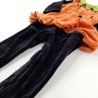 Pumpkin Velour Orange & Black Costume - Boys/Girls 9-12 Months