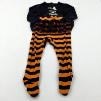 'Too Cute To Spook' Ghosts Black & Orange Striped Babygrow With Net Skirt - Girls 18-24 Months