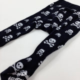 Skull & Crossbones Black Knitted Tights - Girls 6-12 Months