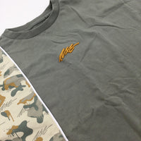 'Next Embroidered Motif Camouflage Khaki T-Shirt - Boys 10-11 Years