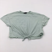 Mint Green Cropped Tie Top T-Shirt - Girls 10-11 Years