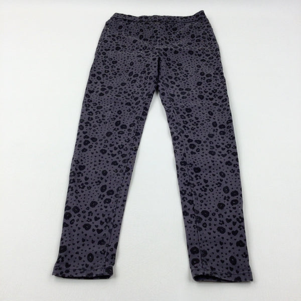 Patterned Charcoal Grey Denim Jeggings - Girls 10-11 Years