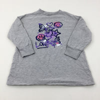 'Love' Butterflies & Stars Grey Sweatshirt - Girls 10-11 Years