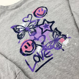 'Love' Butterflies & Stars Grey Sweatshirt - Girls 10-11 Years