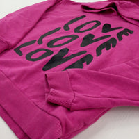 'Love Love Love' Pink Hoodie - Girls 10-11 Years