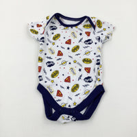 'Pow!' Superheroes Colourful White Bodysuit - Boys Newborn