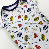 'Pow!' Superheroes Colourful White Bodysuit - Boys Newborn