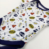 'Pow!' Superheroes Colourful White Bodysuit - Boys Newborn