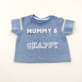 'Mummy's Happy Chappy' Appliqued Light Blue T-Shirt - Boys Newborn