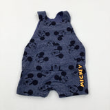 'Mickey' Mouse Appliqued Navy Short Dungarees - Boys Newborn