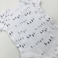 'Hugs & Kisses' White Cotton Bodysuit - Boys Newborn