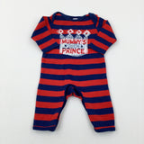 'Mummy's Little Prince' Red & Navy Romper - Boys Newborn