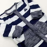 Car Motif Navy & White Striped Babygrow - Boys Newborn